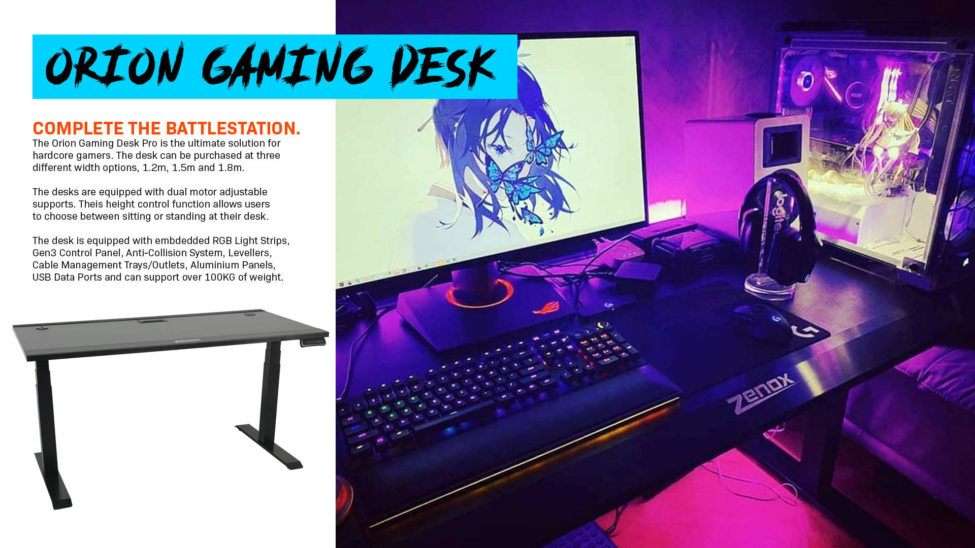 Orion Gaming Desk (Fixed) Zenox Store Australia